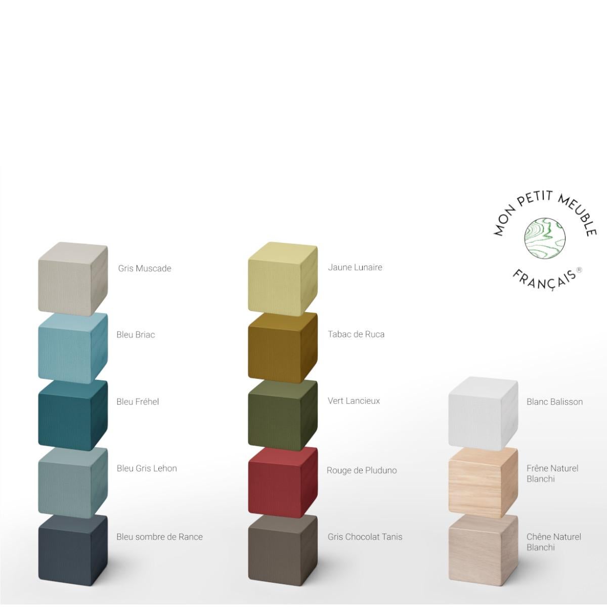 Armario bajo de madera personalizable de 2 puertas gris chocolate, fabricado a mano en Francia en venta 3