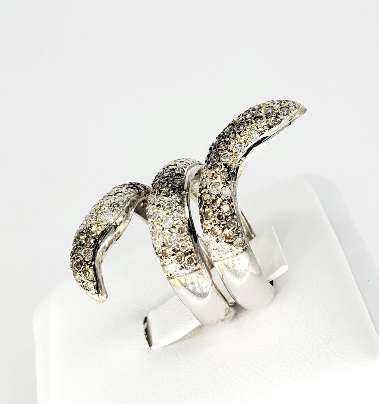 Designer 3 Carat Diamonds Rattlesnake Ring 18 Karat In Excellent Condition For Sale In Miami, FL