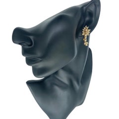 Designer Fancy Marquise & Pear Shape Diamonds Dangling Leaf Earrings 18k Gold