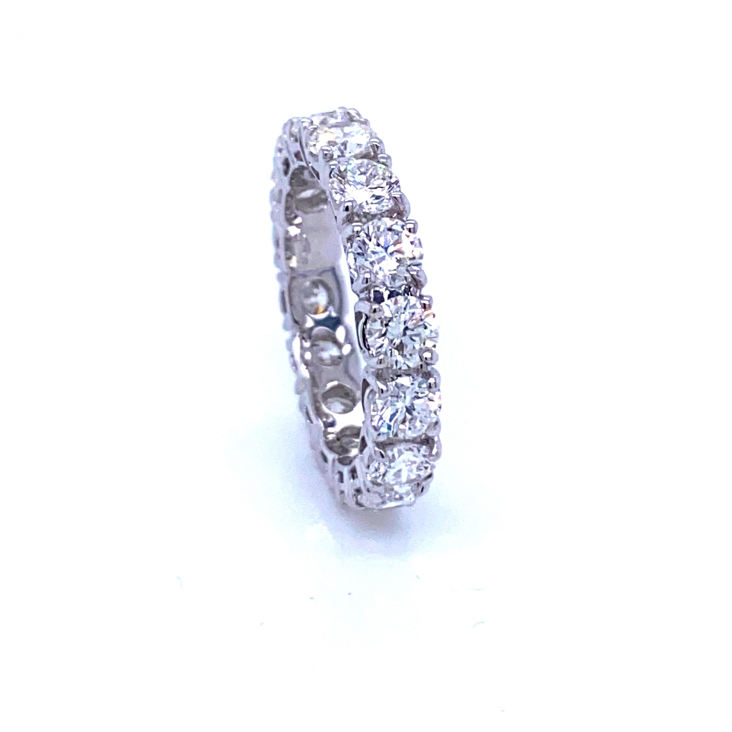 Round Cut Designer 4 Carat Diamond Eternity Ring For Sale