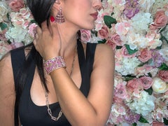 Sunita Nahata 49.92 Carat Pink Sapphire Bracelet in 18KRG with Diamonds