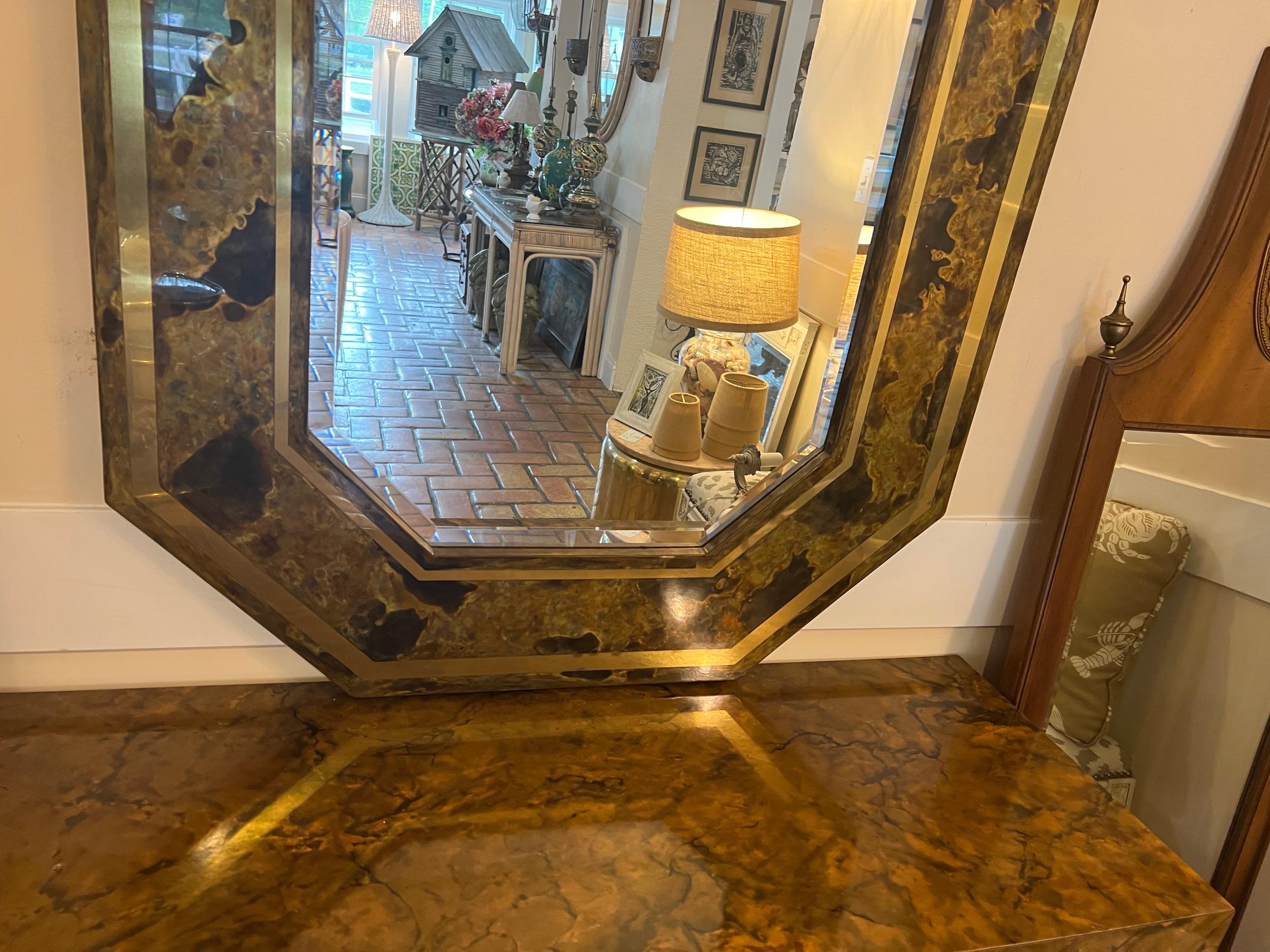 Miroir octogonal gravé à l'acide par LaBarge en vente 9