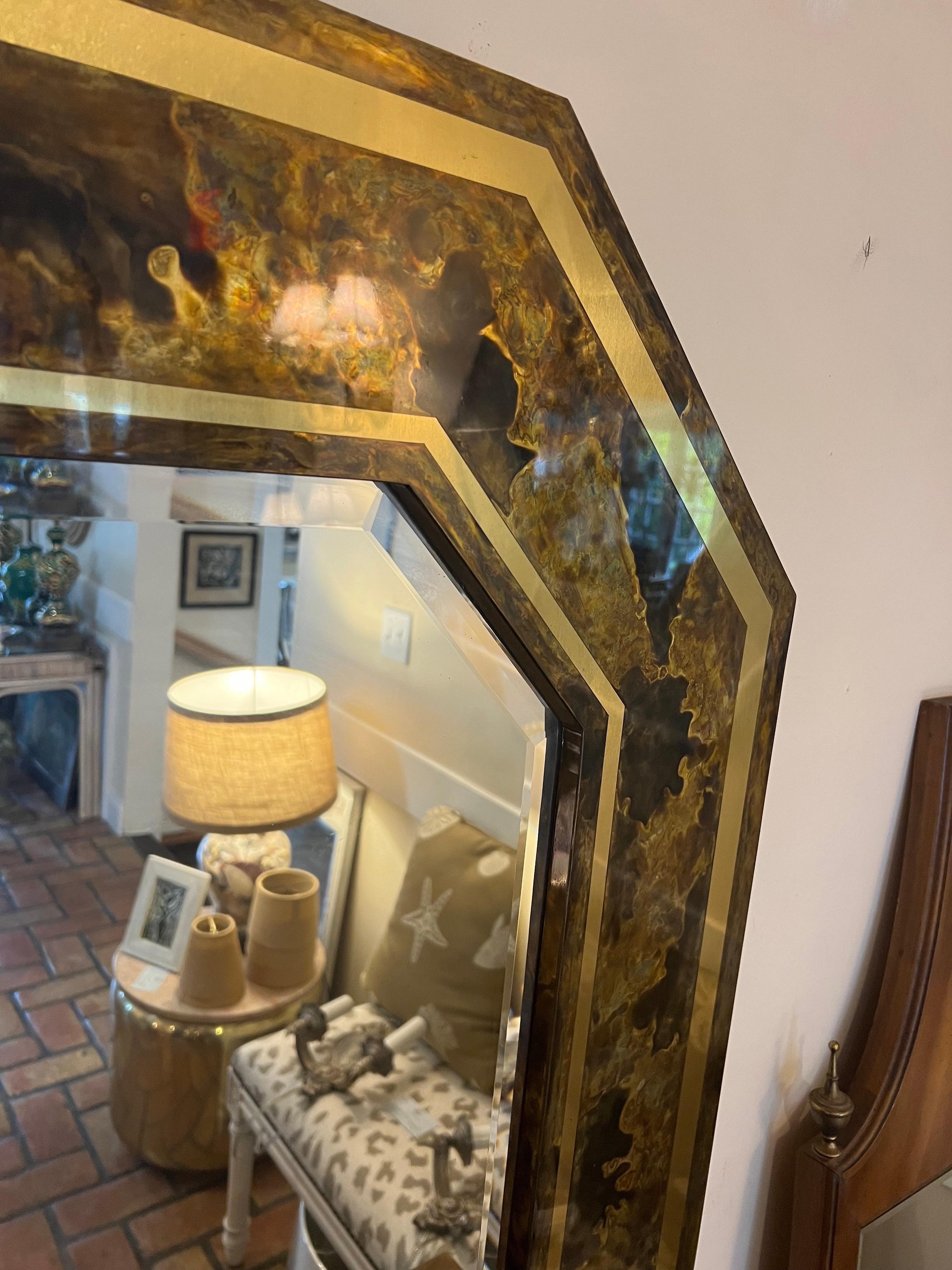 Miroir octogonal gravé à l'acide par LaBarge en vente 11