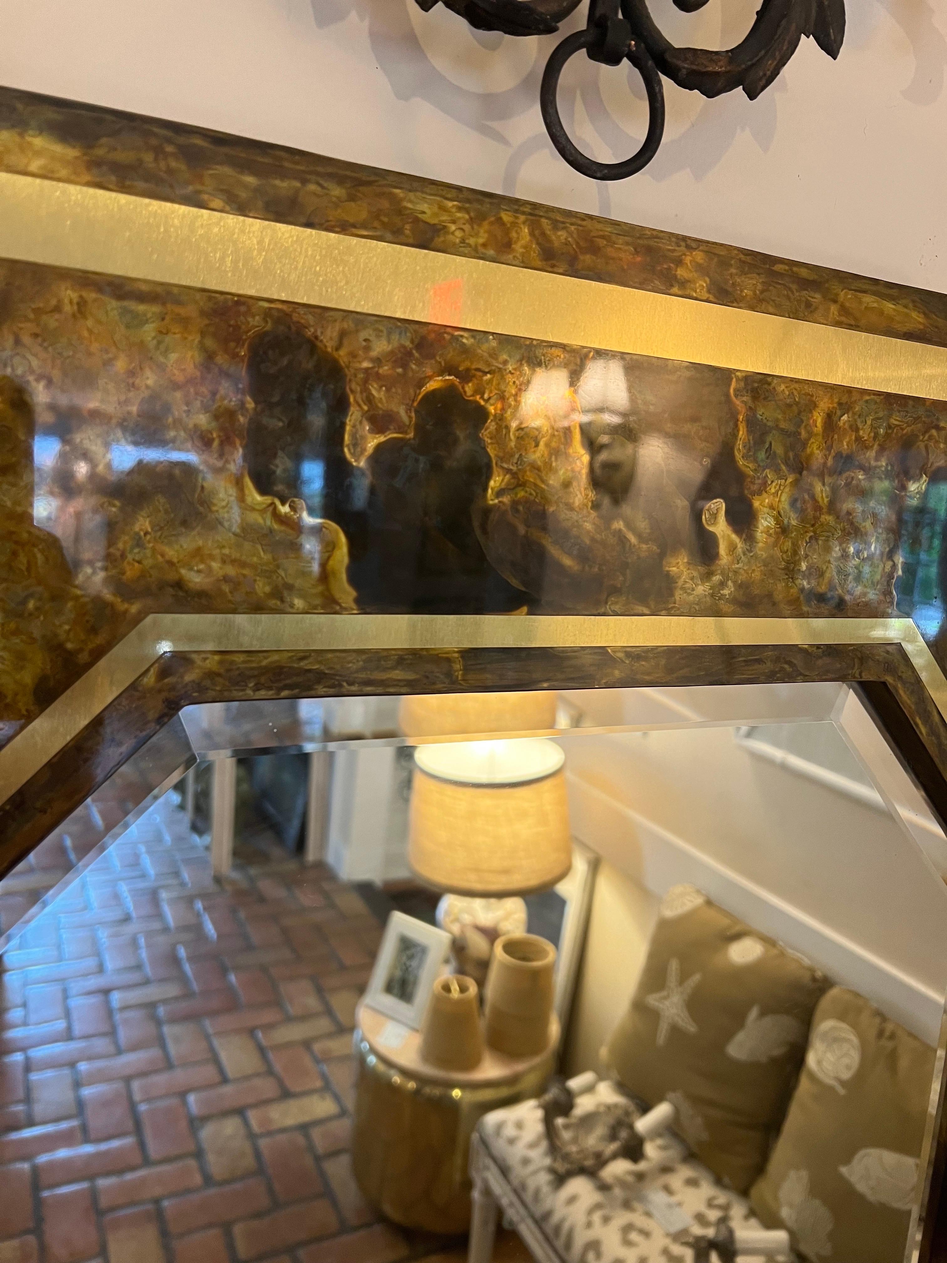 Miroir octogonal gravé à l'acide par LaBarge en vente 12