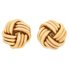Designer Adler Germany, classic 18K Gold, intertwined Knot Earrings.