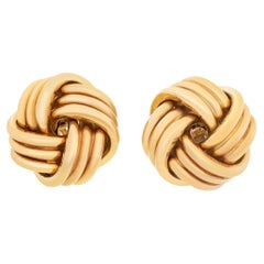 Designer Adler Germany, classic 18K Gold, intertwined Knot Earrings.
