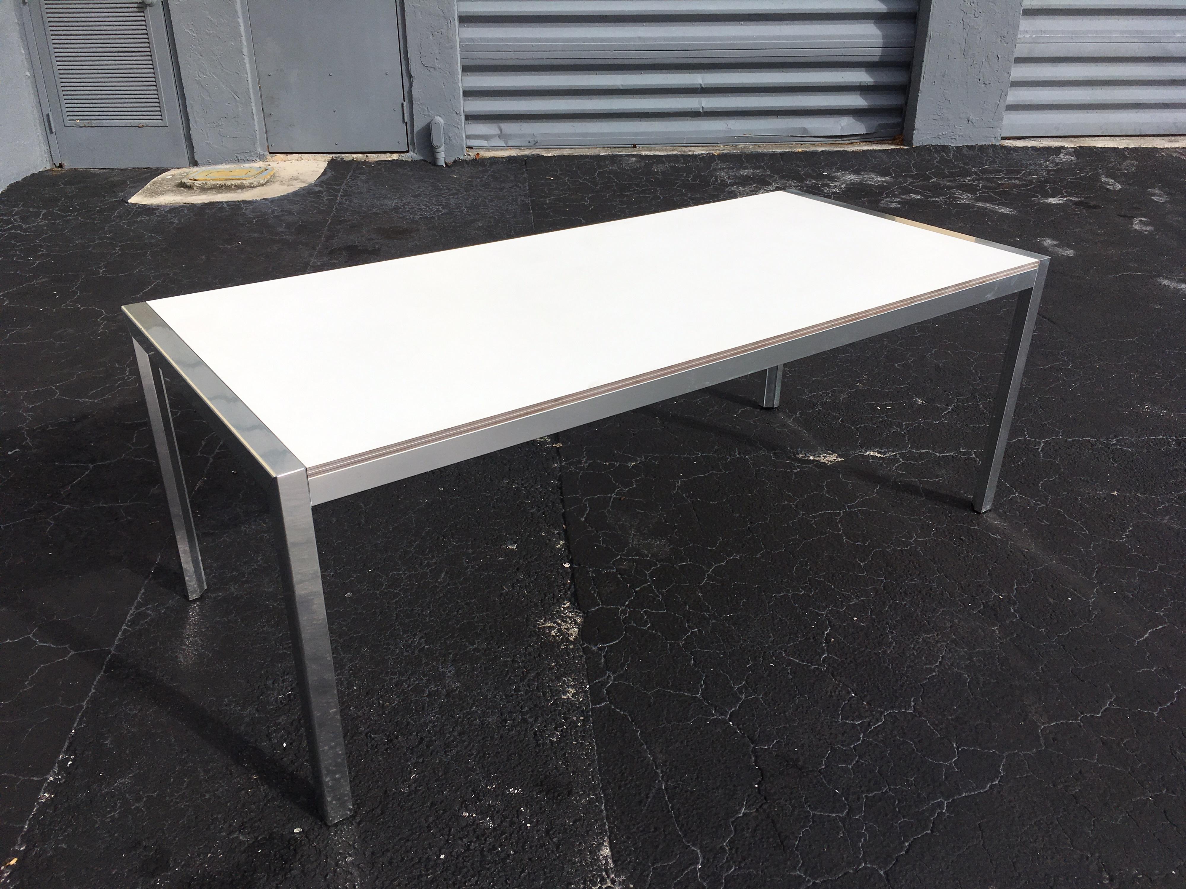 Designer Aluminum Dining Table or Desk, Great Quality, 1970s 9
