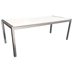 Designer Aluminum Dining Table or Desk, Great Quality, 1970s