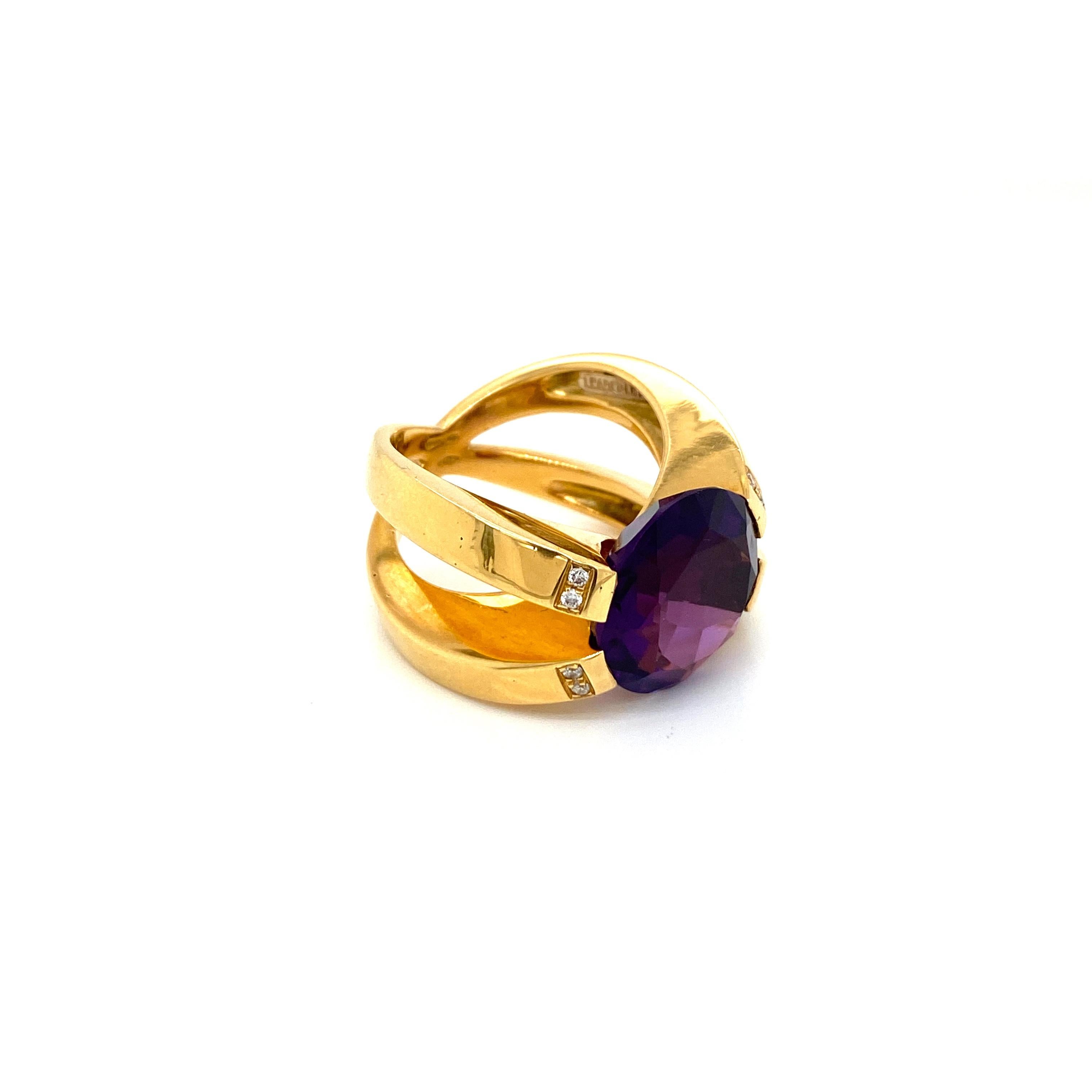 Round Cut Designer Amethyst Diamond Ring