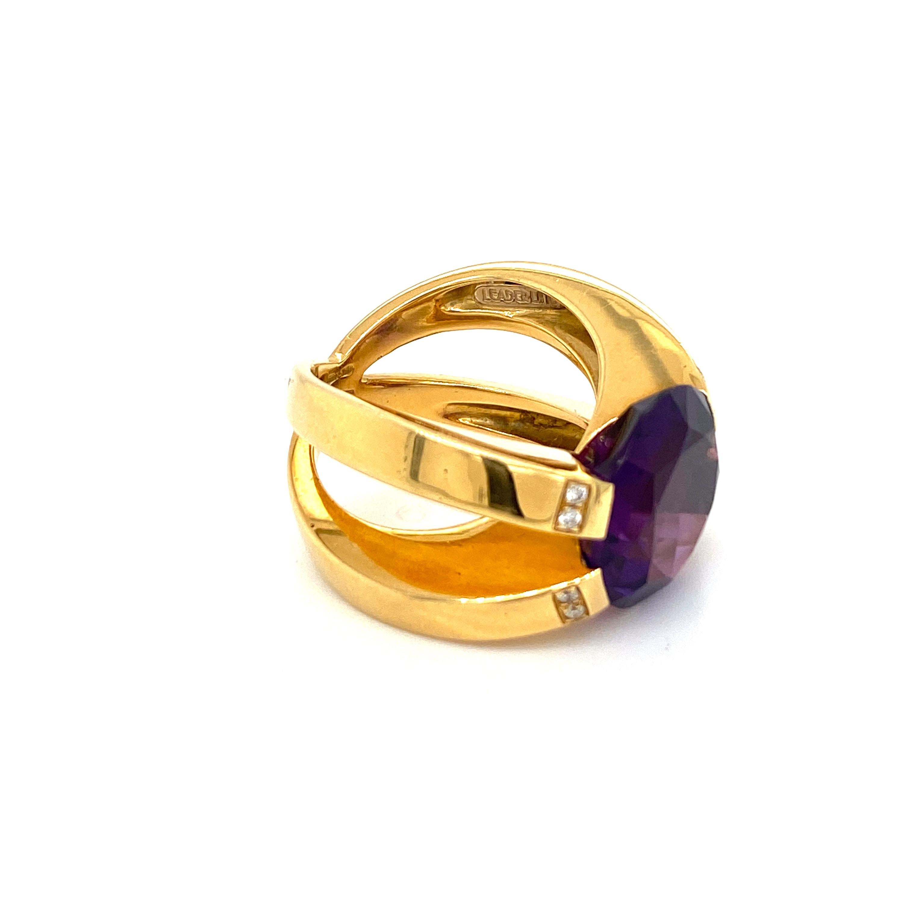 Designer Amethyst Diamond Ring In Excellent Condition In Napoli, Italy