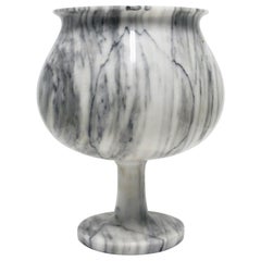 Vintage Modern Italian Black and White Carrara Marble Table Lamp