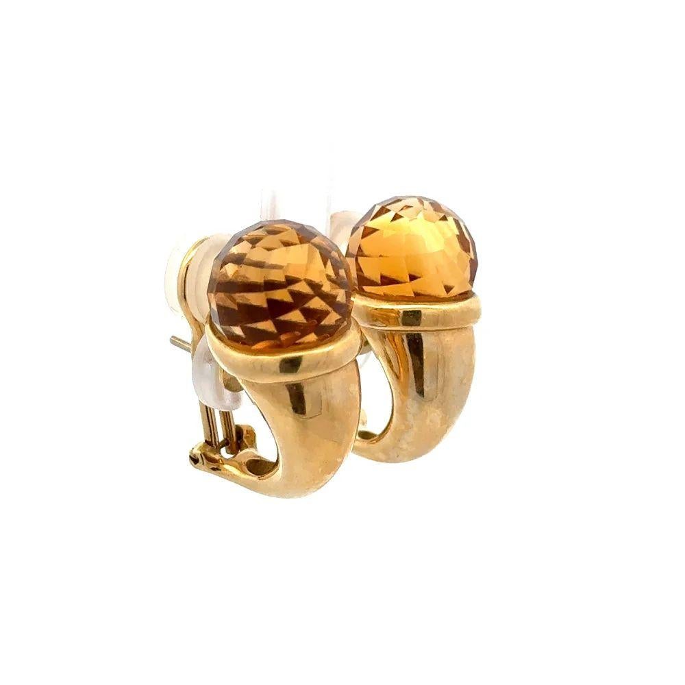 Simply Beautiful and finely detailed Antonini Designer Earrings. Each earring features a securely Hand set Faceted Citrine Ball Gemstones, weighing approx. 12tcw for both Earrings. Hand crafted 18K Yellow Gold mounting. These Simple and Classic yet
