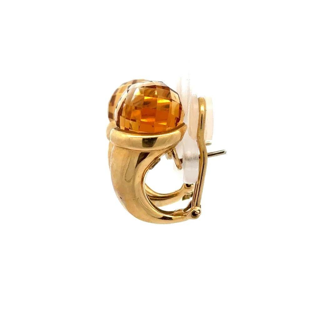 Round Cut Designer ANTONINI Faceted Citrine Ball French Clip Gold Earrings For Sale