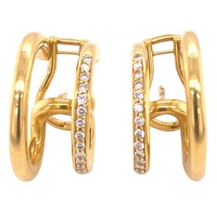 Designer Antonini Italian 18 Karat Diamonds Yellow Gold Earrings