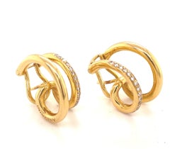 Designer Antonini Italian 18 Karat Diamonds Yellow Gold Earrings