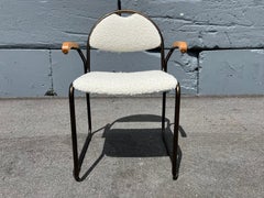 Designer Arm Chair, Bronze, Ivory Kravet Boucle, Made in Italy