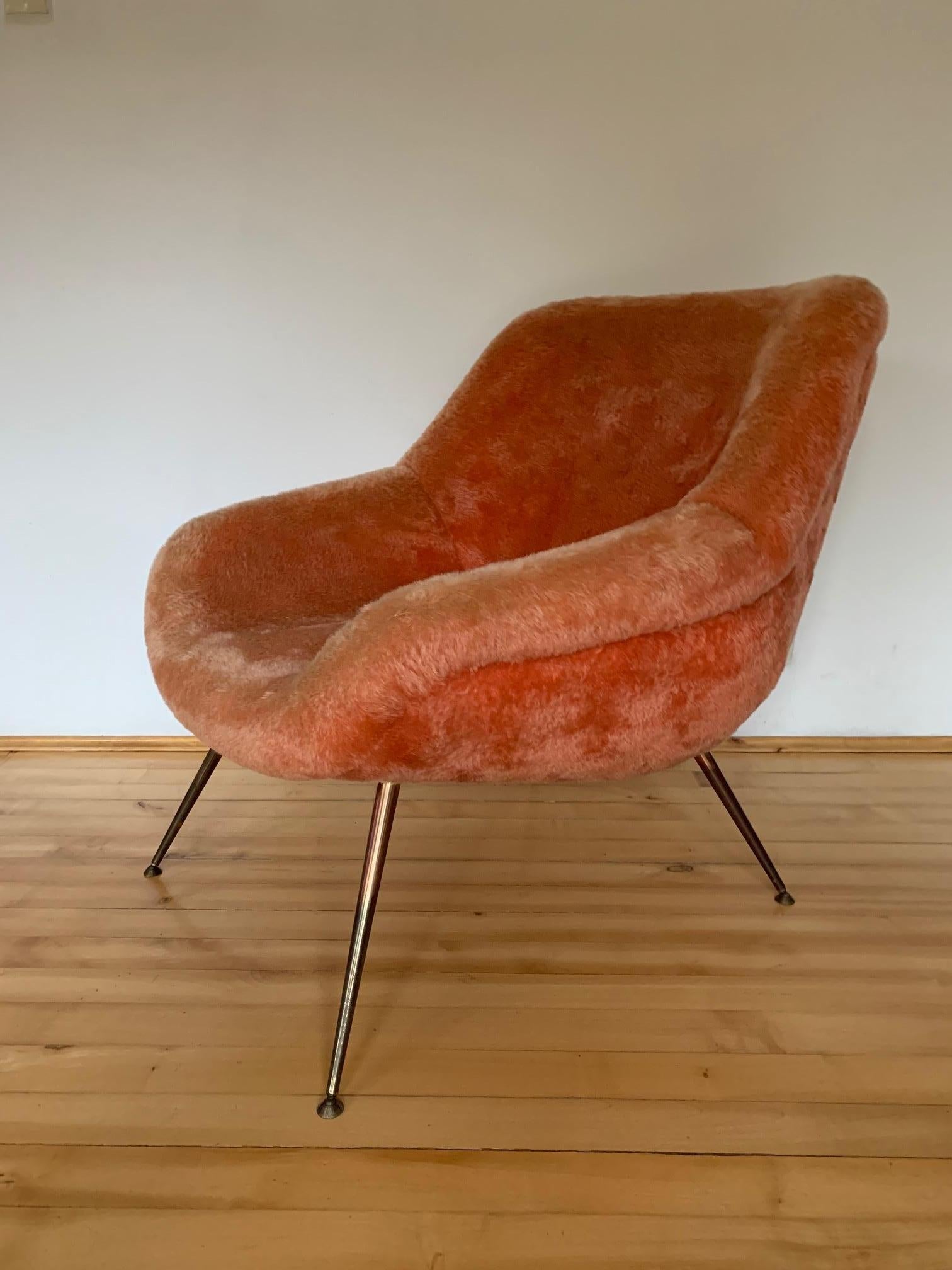 Brass Designer armchair Fritz Neth, Correcta, 1950s For Sale