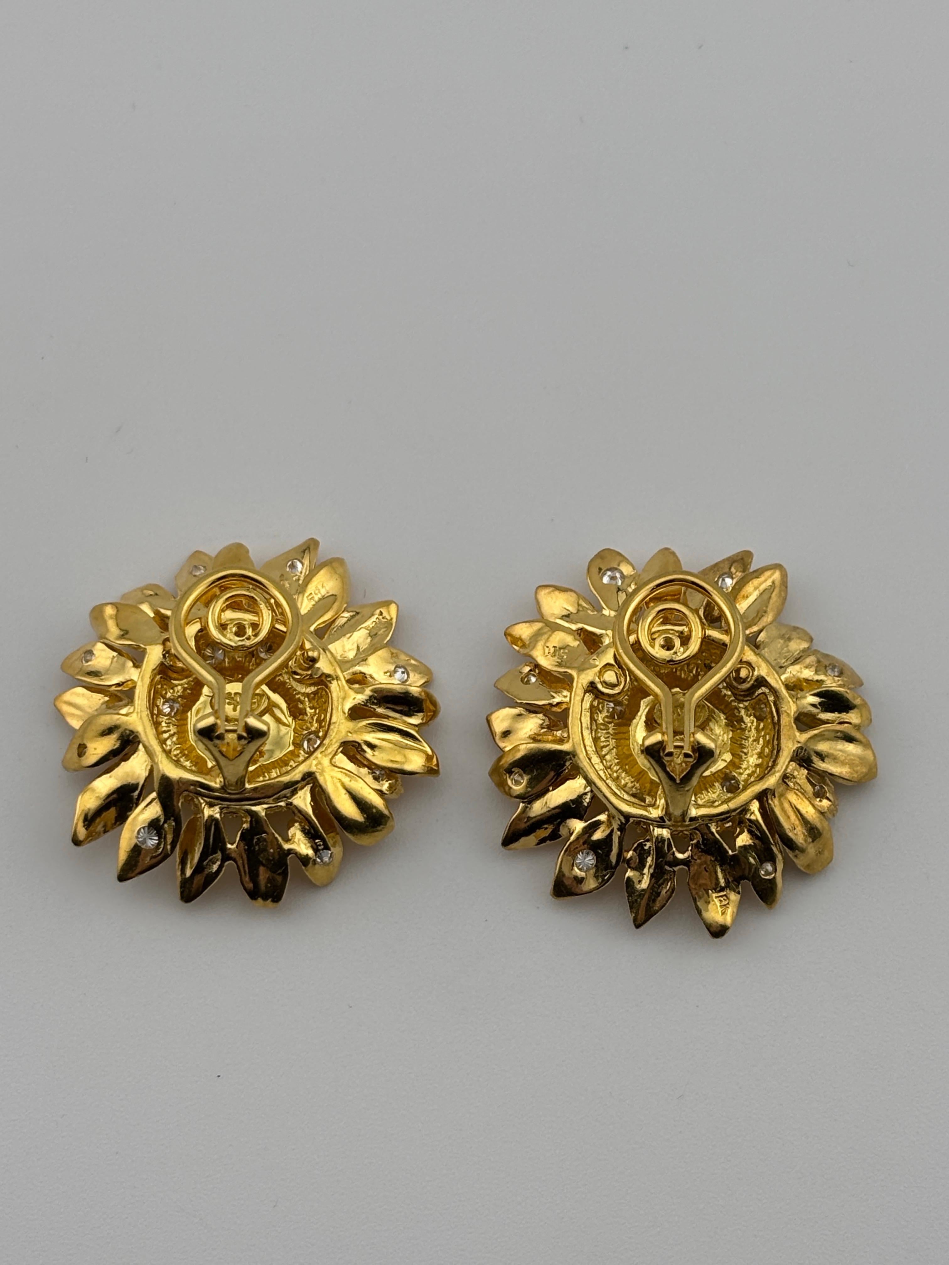 Pendientes de diseño Asprey Oro amarillo 18k y diamante natural Corte brillante