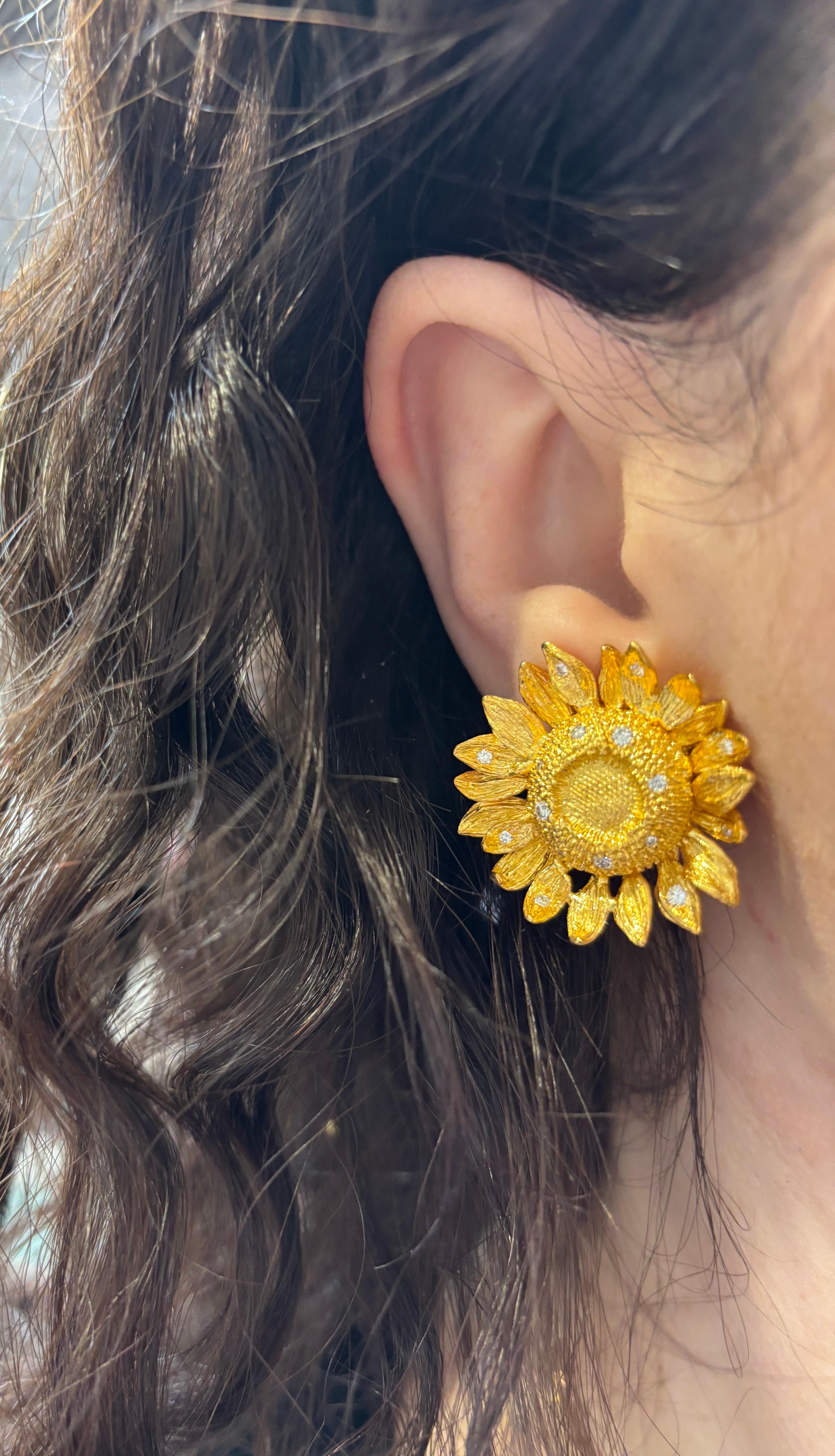 Pendientes de diseño Asprey Oro amarillo 18k y diamante natural en Bueno Estado en Bernardsville, NJ