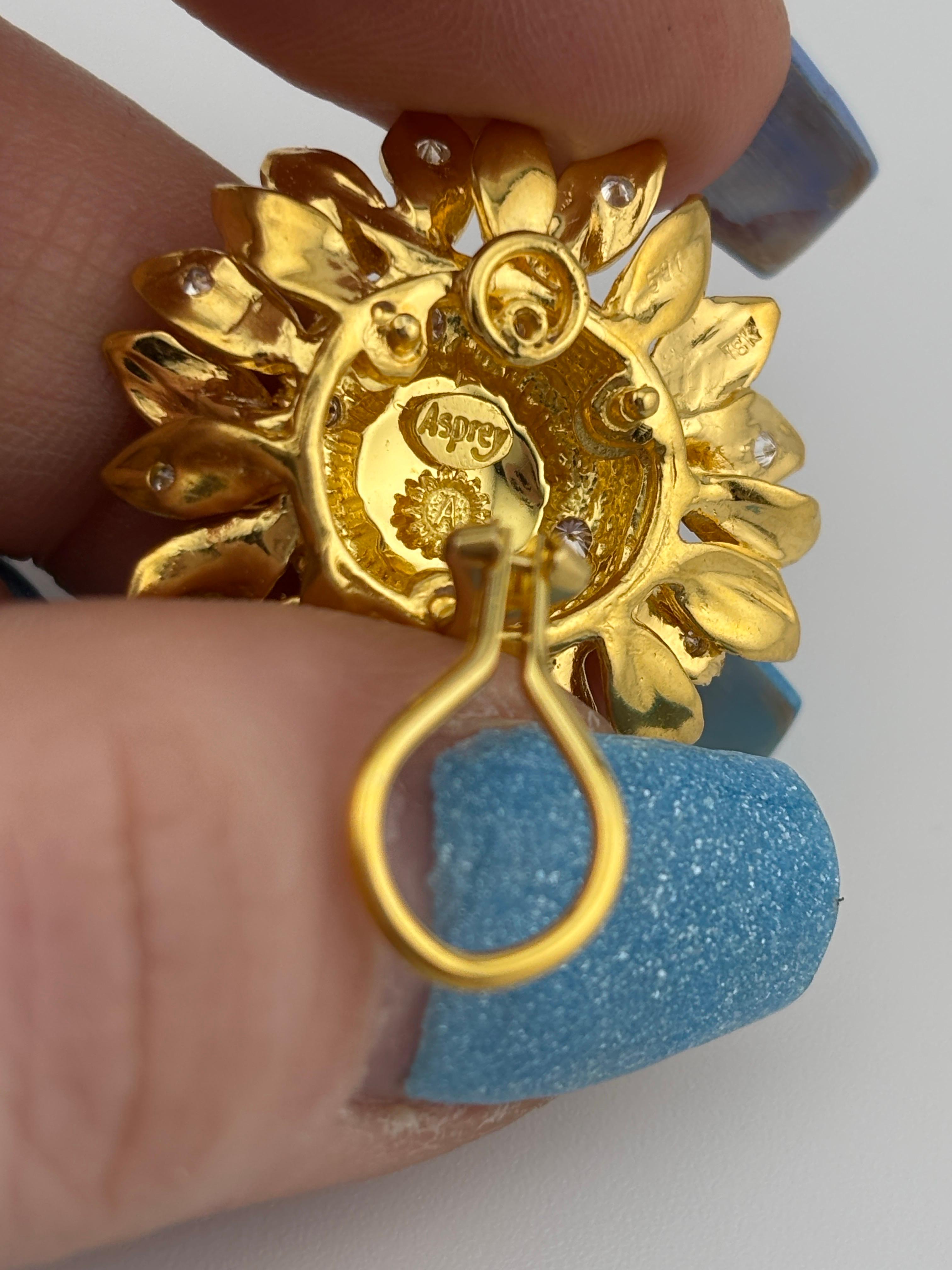 Pendientes de diseño Asprey Oro amarillo 18k y diamante natural 2