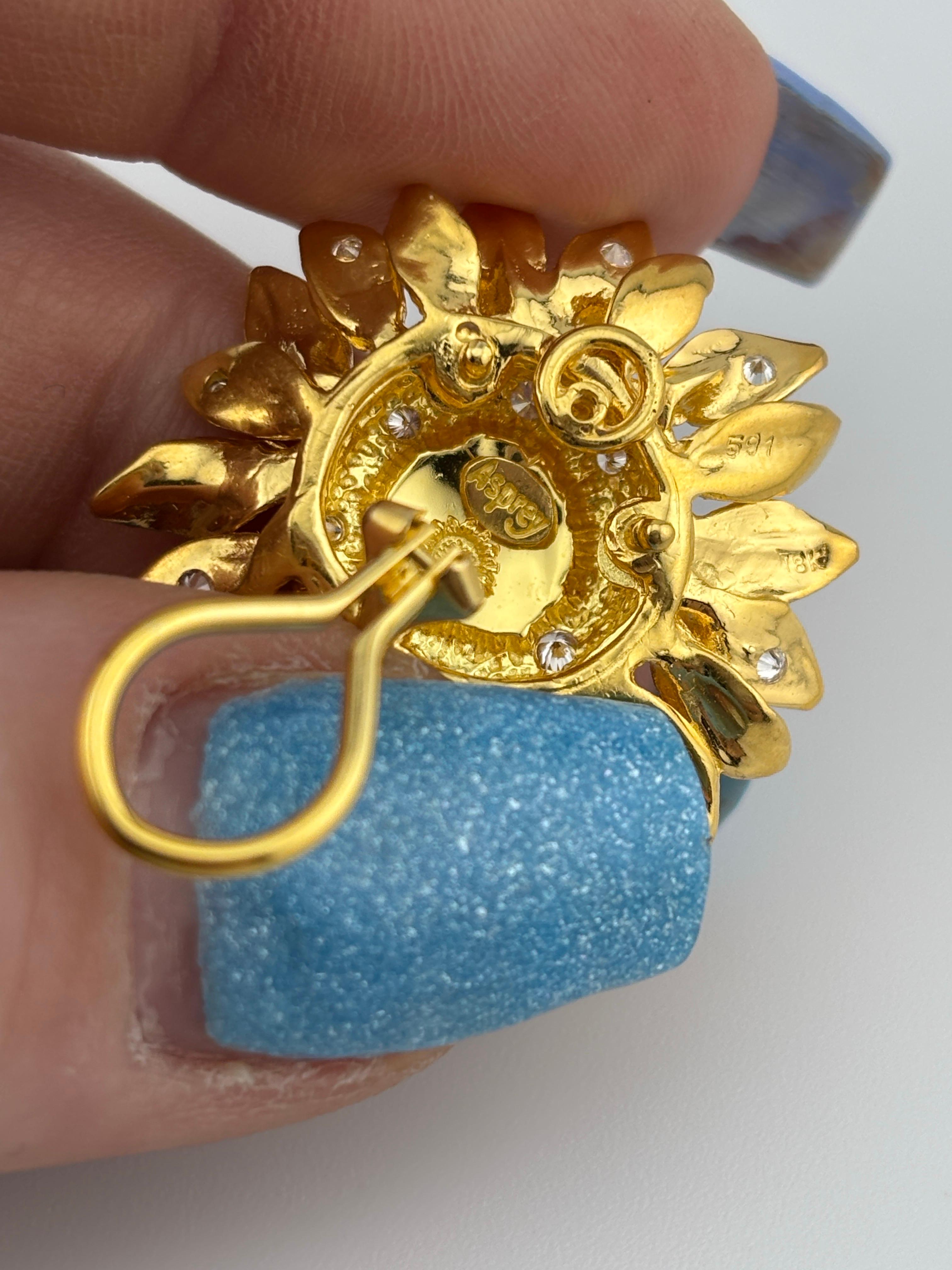 Pendientes de diseño Asprey Oro amarillo 18k y diamante natural 3