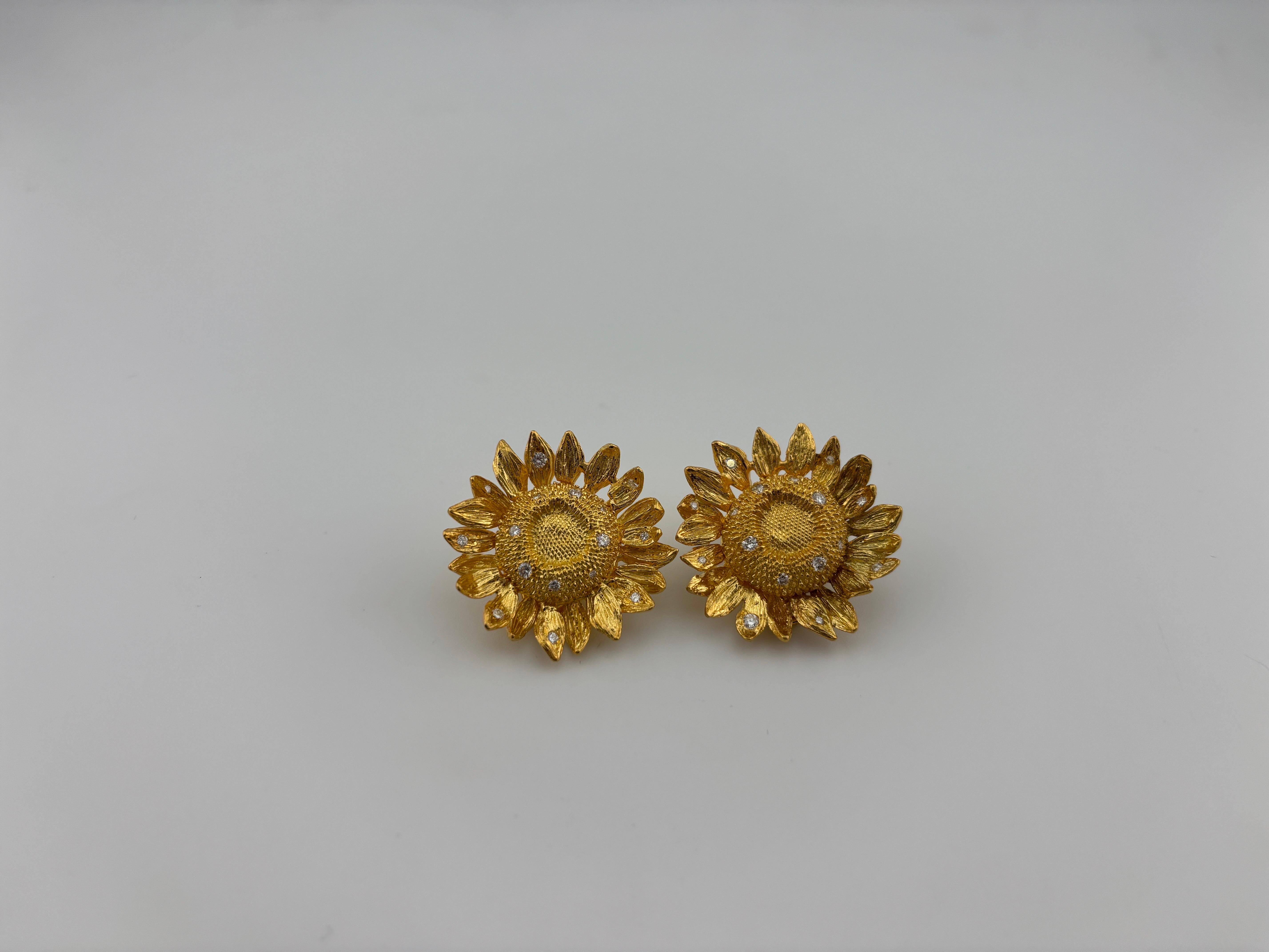 Pendientes de diseño Asprey Oro amarillo 18k y diamante natural 4