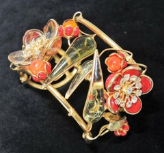 Designer AUGUSTINE Paris by THIERRY GRIPOIX Signed Flower Cuff Bracelet