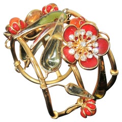 Designer AUGUSTINE Paris by THIERRY GRIPOIX Signed Flower Cuff Bracelet