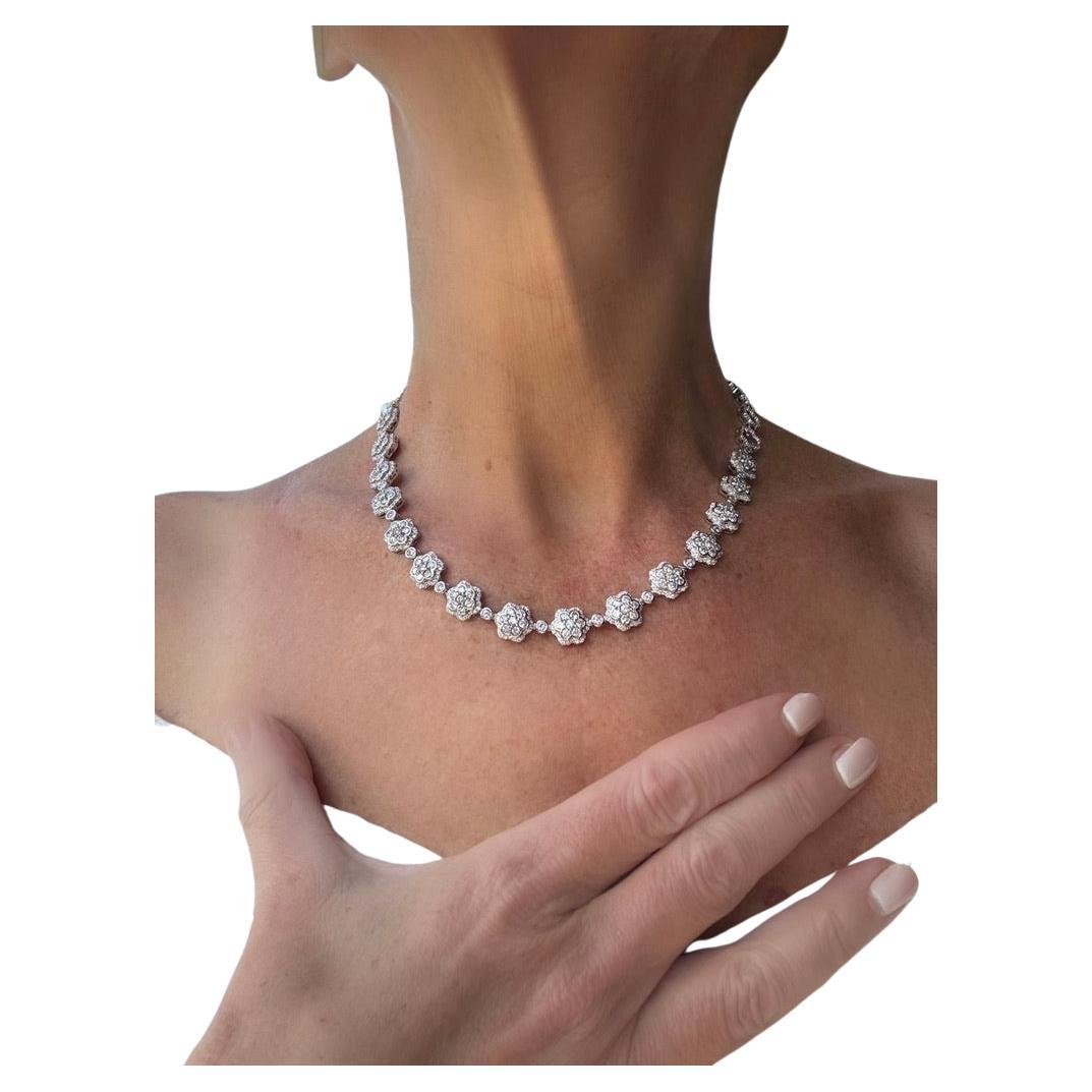 Design/One 8.46cttw Diamond 14Kt White Gold Floral Necklace
