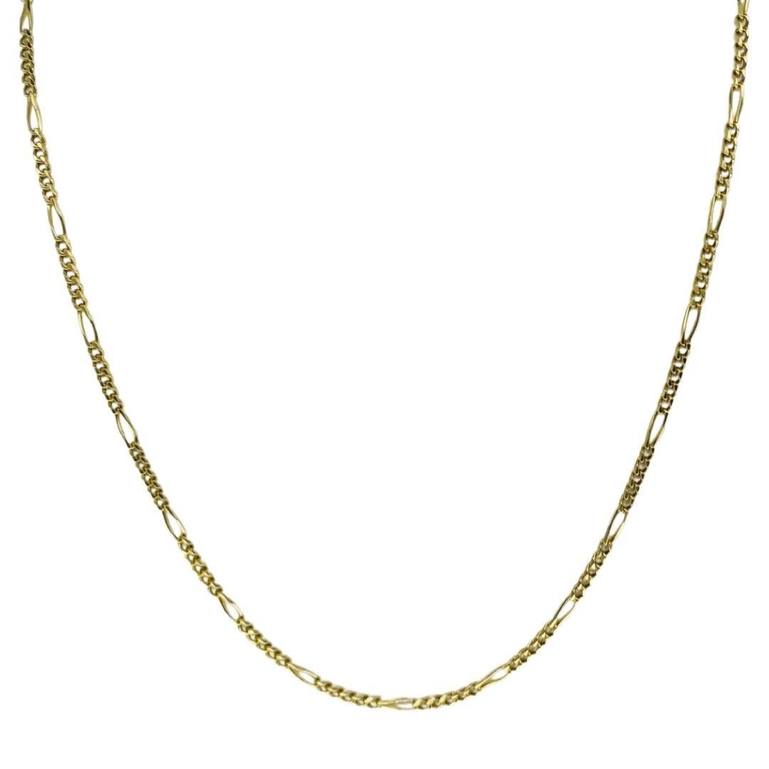 Women's or Men's Designer Balestra 2.8mm Figaro Link Necklace Chain 18k Gold 21 Inch For Sale