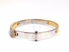 Designer Bangle Bracelet 18 Karat 1.50 Carat Natural Diamonds Two-Toned Mod*