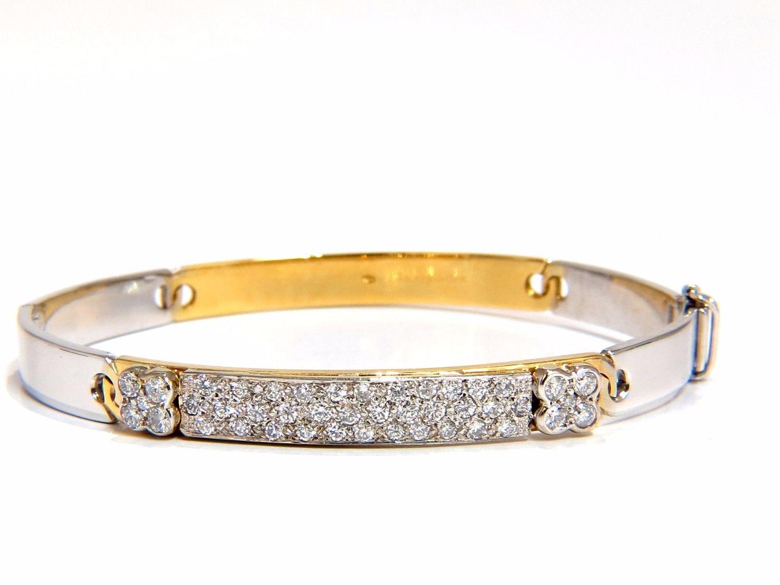 Bracelet jonc de créateur bicolore en or 18 carats avec diamants naturels de 1,50 carat Bon état - En vente à New York, NY