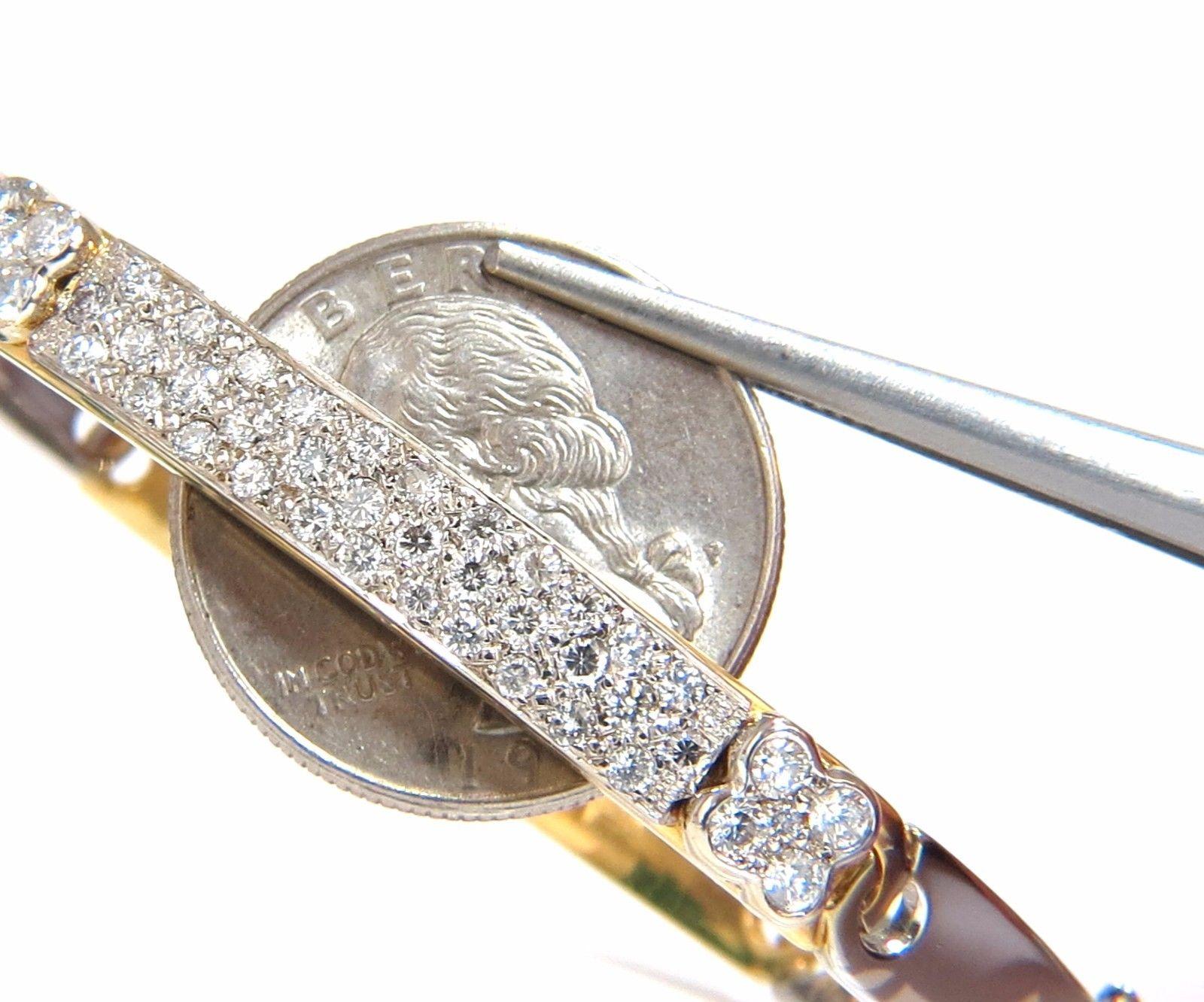 Women's or Men's Designer Bangle Bracelet 18 Karat 1.50 Carat Natural Diamonds Two-Toned Mod For Sale