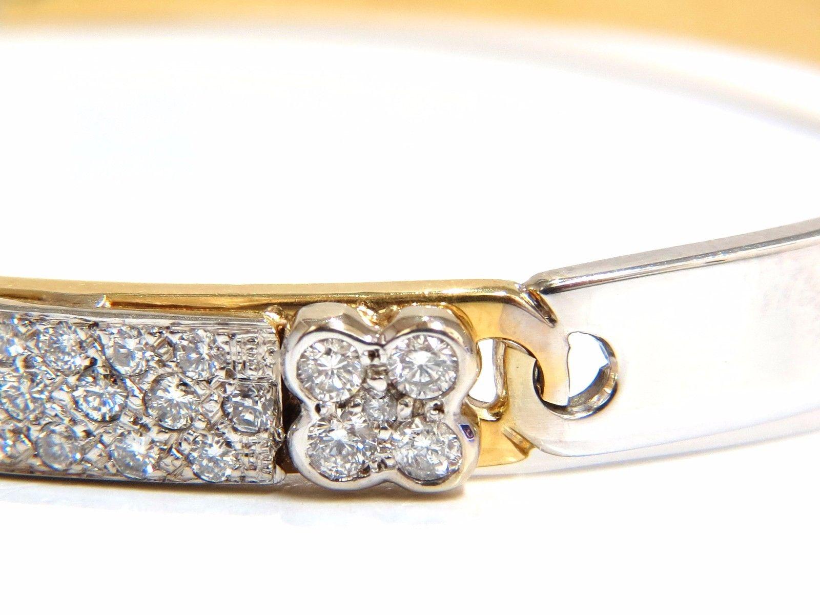 Bracelet jonc de créateur bicolore en or 18 carats avec diamants naturels de 1,50 carat en vente 3