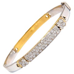 Designer Bangle Bracelet 18 Karat 1.50 Carat Natural Diamonds Two-Toned Mod