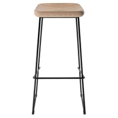 Designer Bar Stool Wave with Wood Seat and Steel Frame for Commercial interiors
