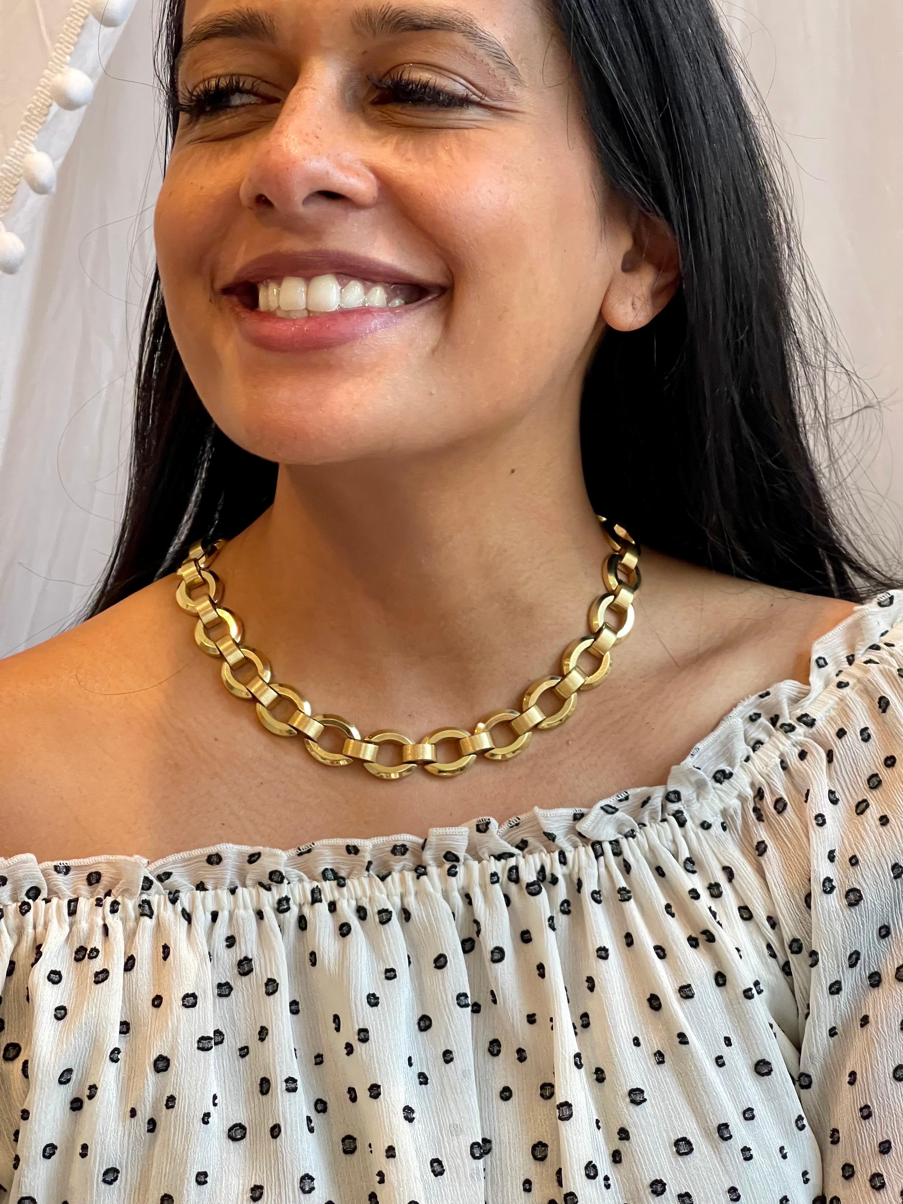 Designer Biffy's Italienisches Vintage 18 Karat Gelbgold  Ovale A Link Halskette 8
