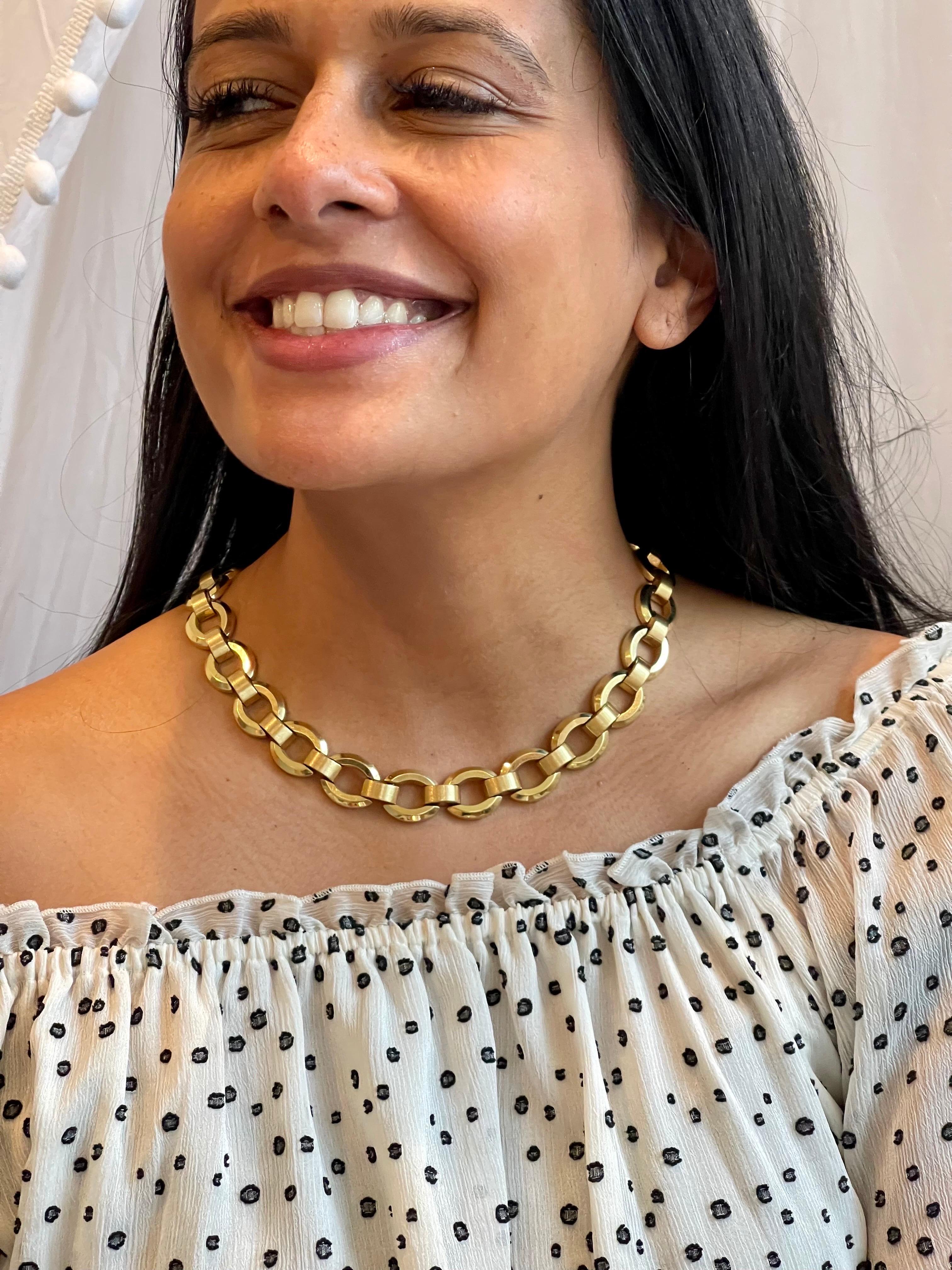 Designer Biffy's Italian Vintage 18 Karat Yellow Gold  Oval Link Necklace For Sale 8