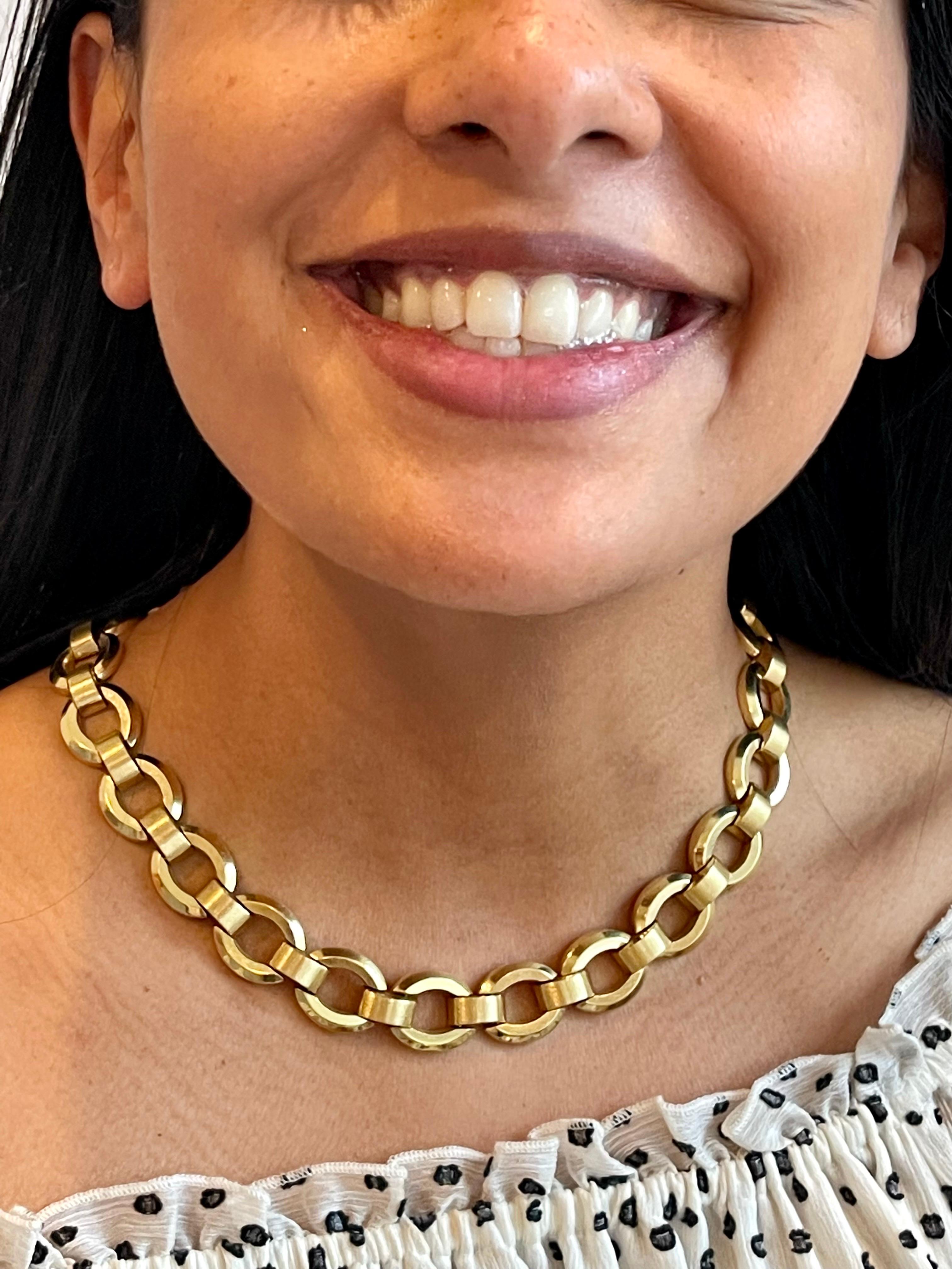 Designer Biffy's Italian Vintage 18 Karat Yellow Gold  Oval Link Necklace For Sale 9