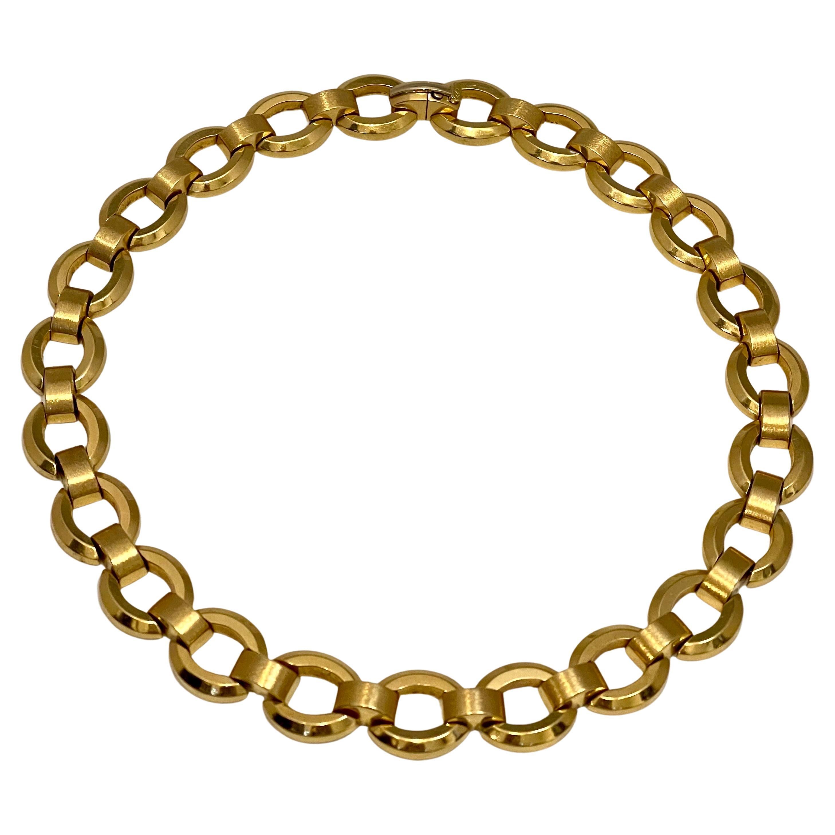 Designer Biffy's Italian Vintage 18 Karat Yellow Gold  Oval Link Necklace