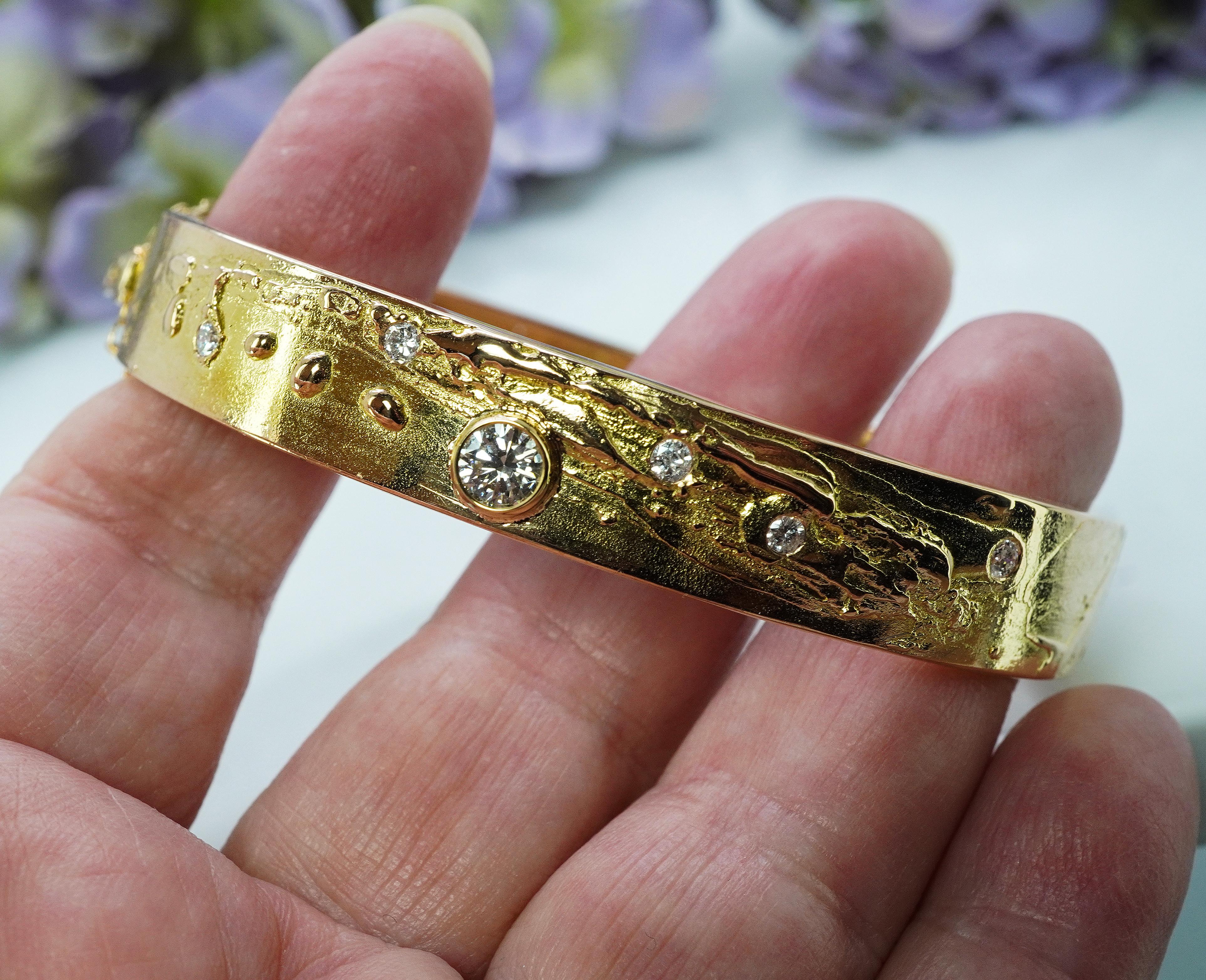 Taille ronde Bracelet moderniste Bjorn Weckstrom Lapponia en or 14 carats et diamants en vente