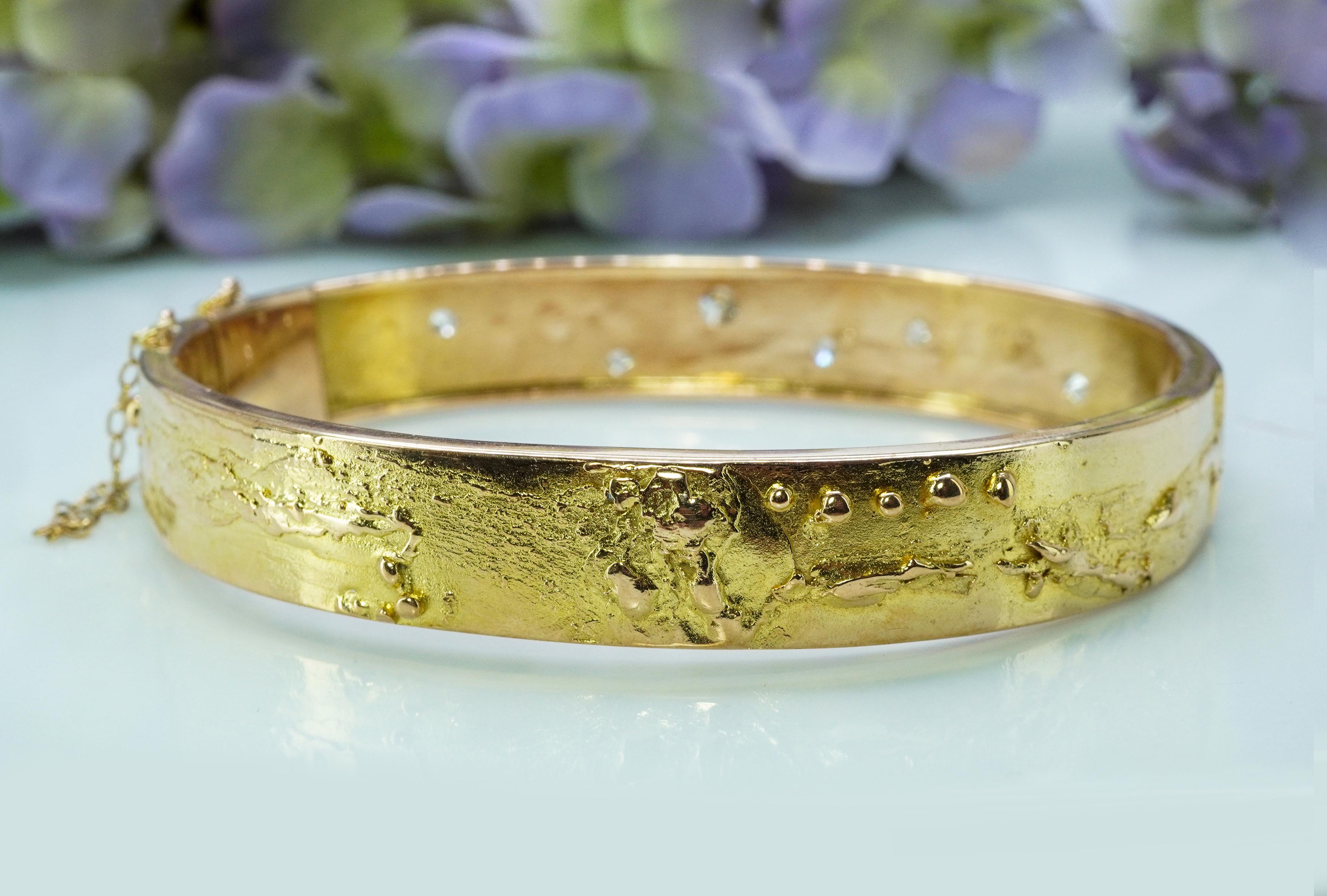 Bracelet moderniste Bjorn Weckstrom Lapponia en or 14 carats et diamants Bon état - En vente à Brambleton, US