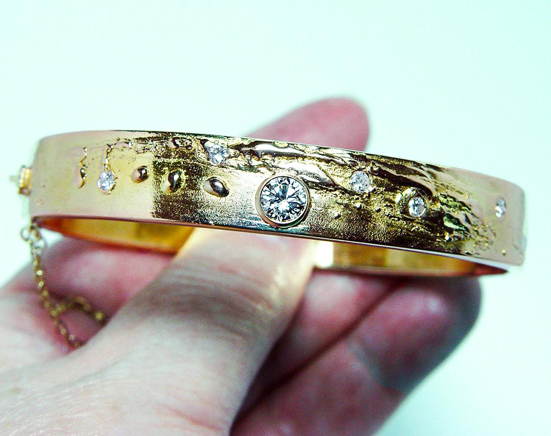 Bracelet moderniste Bjorn Weckstrom Lapponia en or 14 carats et diamants Pour femmes en vente