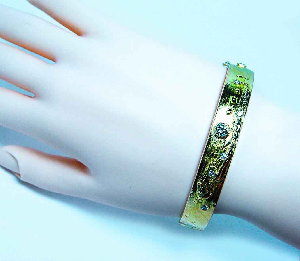 Bracelet moderniste Bjorn Weckstrom Lapponia en or 14 carats et diamants en vente 3