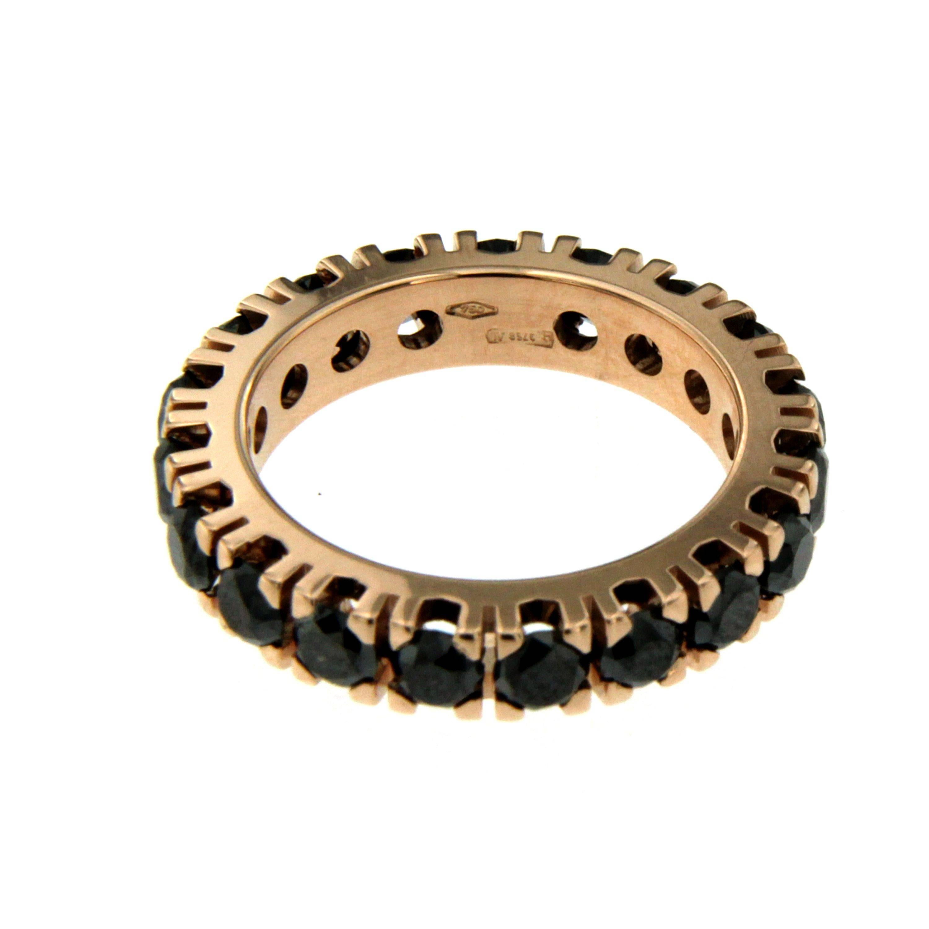 Designer Black Diamond Gold Eternity Ring In New Condition In Napoli, Italy