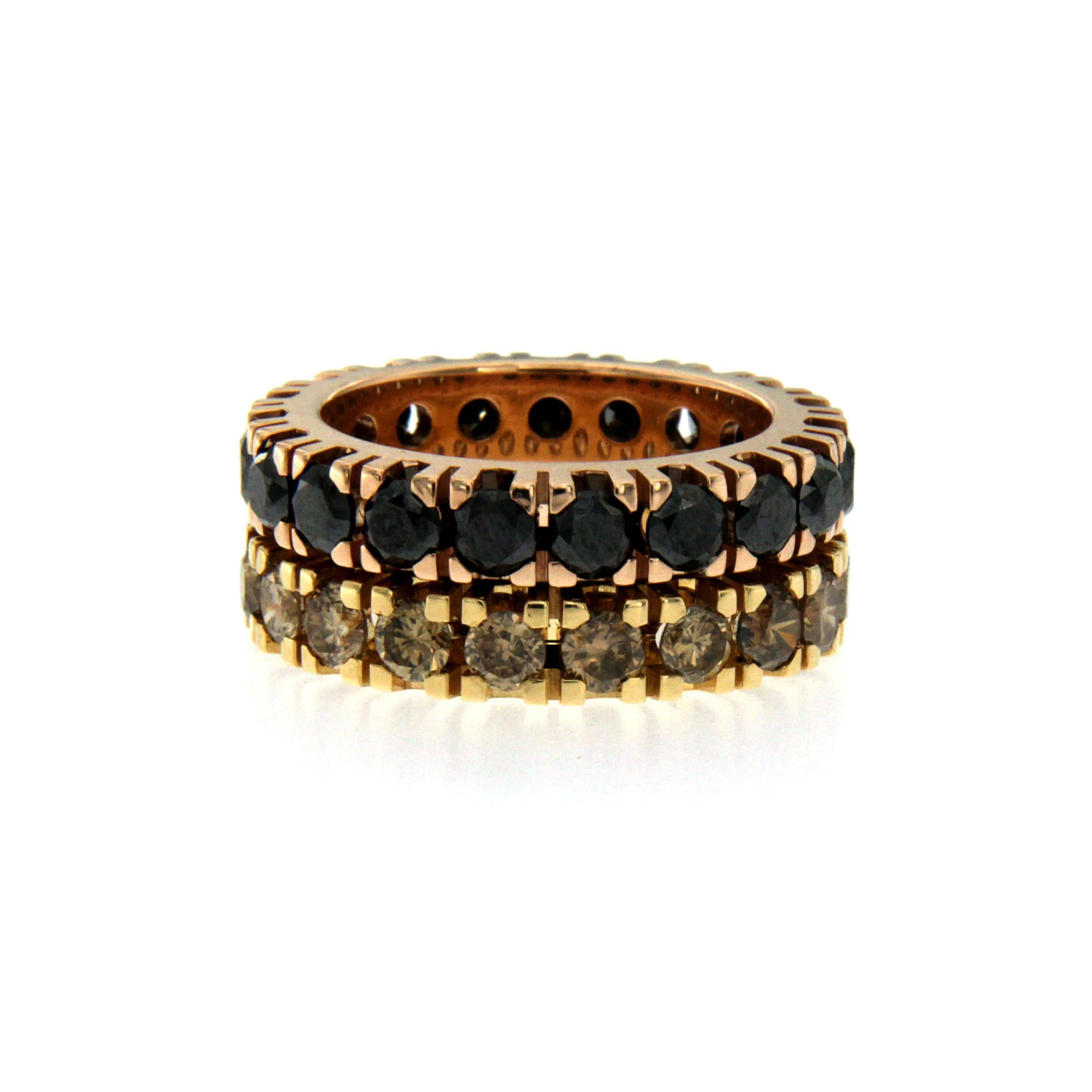 Women's or Men's Designer Black Diamond Gold Eternity Ring