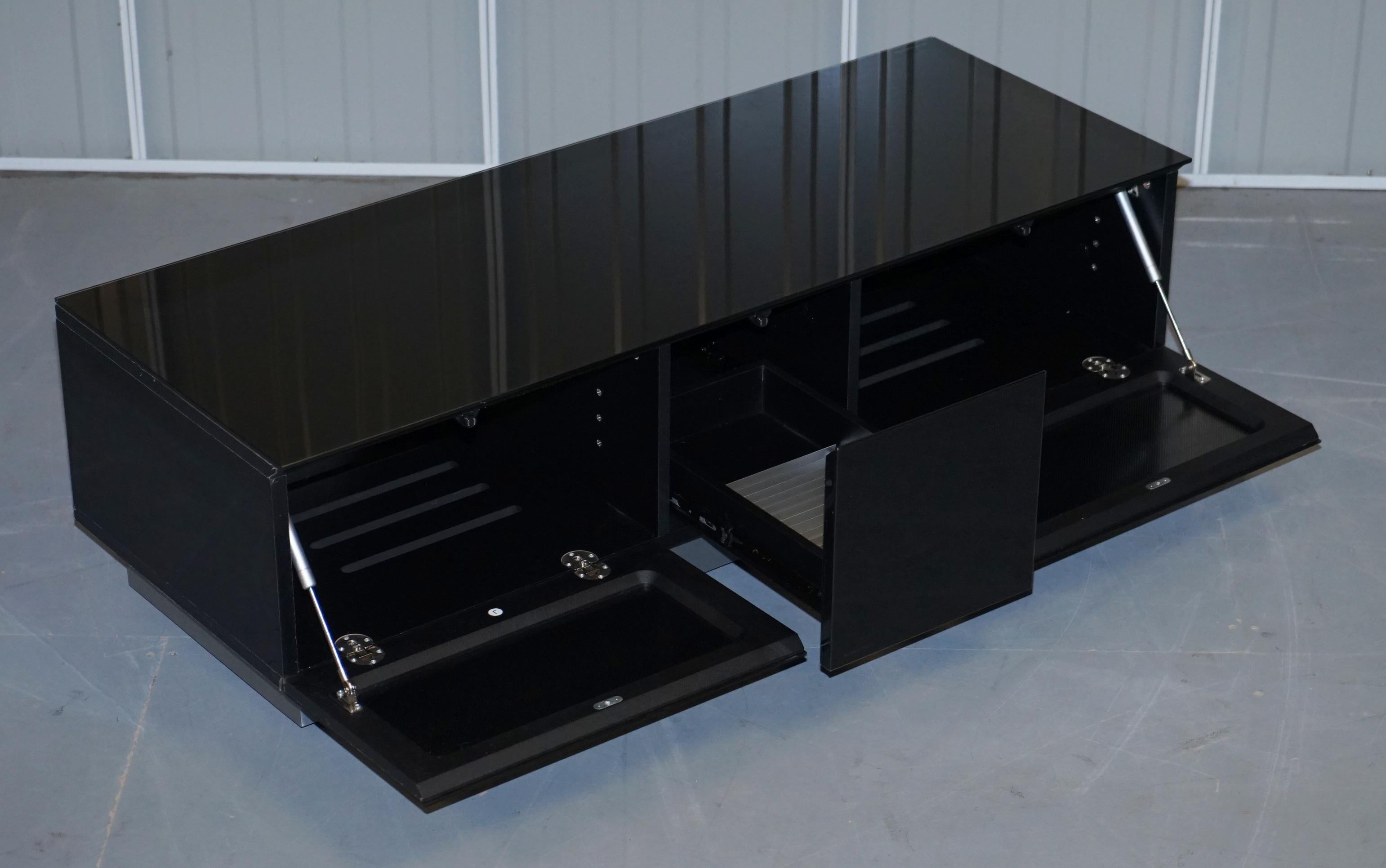 Designer Black Glass Bs EN 12150-1 Alphason Television Media TV Stand Table 2