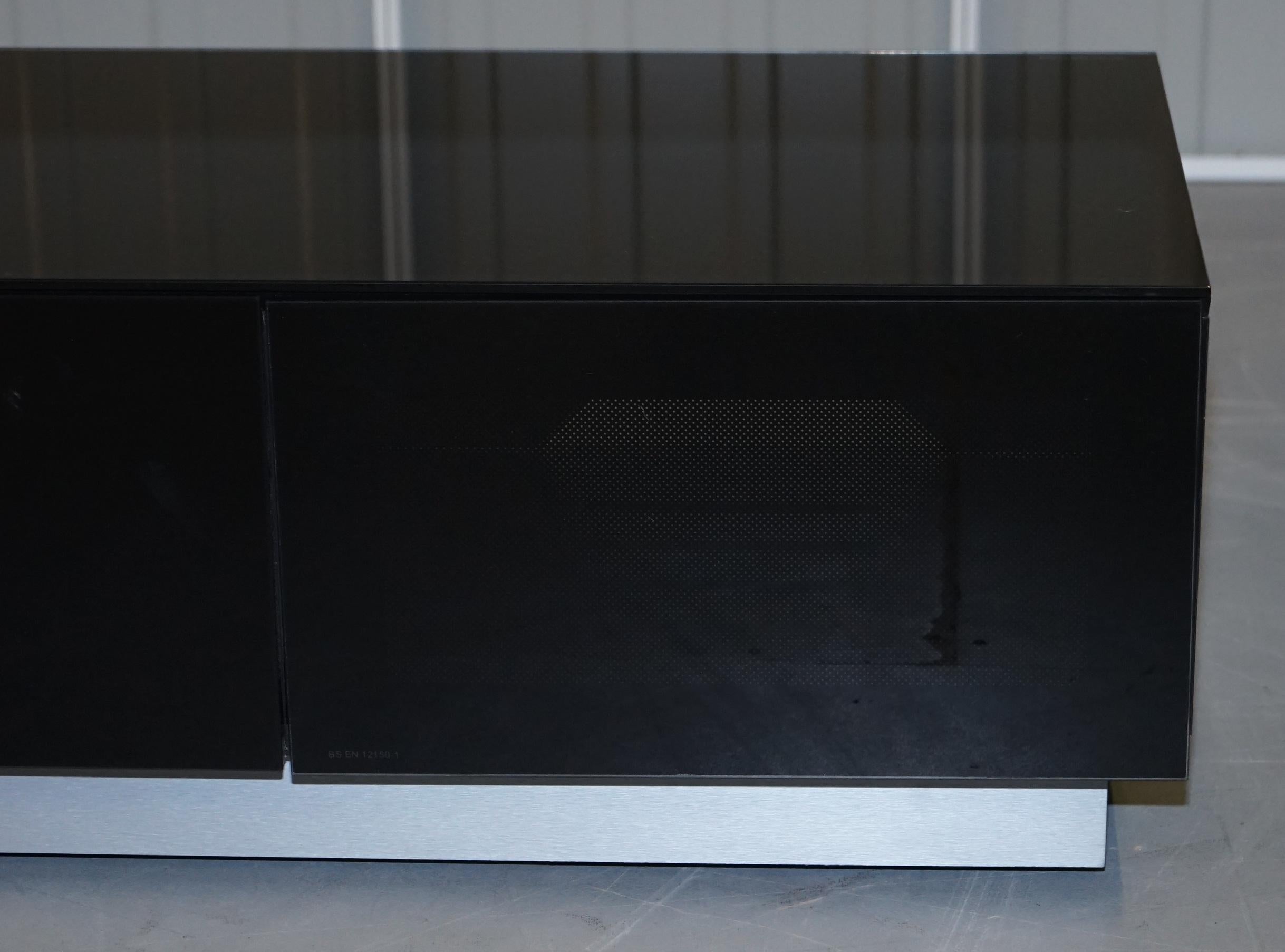 Other Designer Black Glass Bs EN 12150-1 Alphason Television Media TV Stand Table