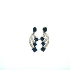 Elegante Vintage-inspirierte blaue Saphir- und Diamant-Ohrringe aus 925er Silber für Sie