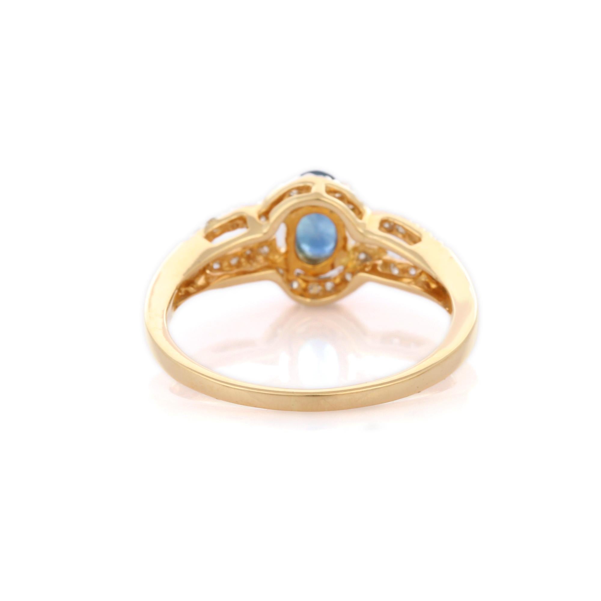 For Sale:  Simple Sapphire Diamond Engagement Ring in 18K Solid Yellow Gold 3